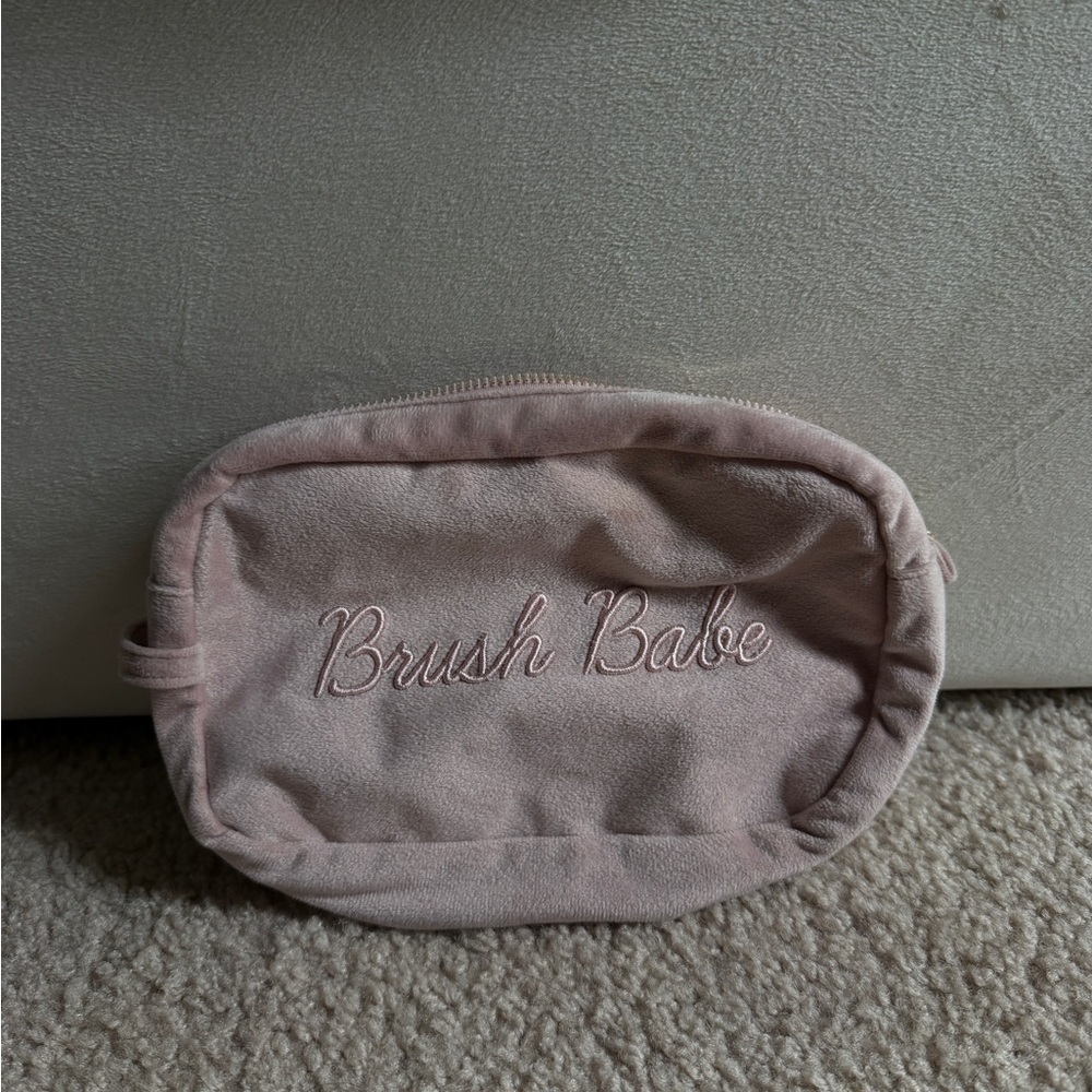 Brush Babe Pink Velvet Makeup Bag